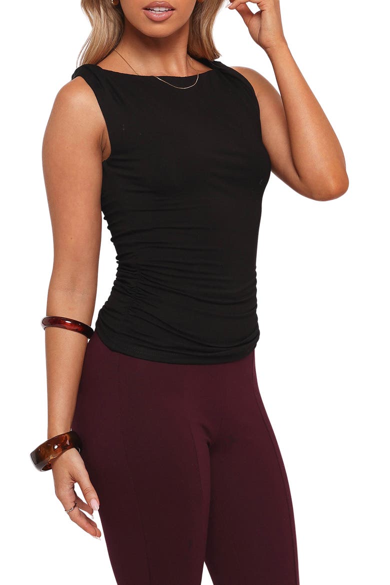 Lainey Twist Shoulder Knit Top, Alternate, color, BLACK