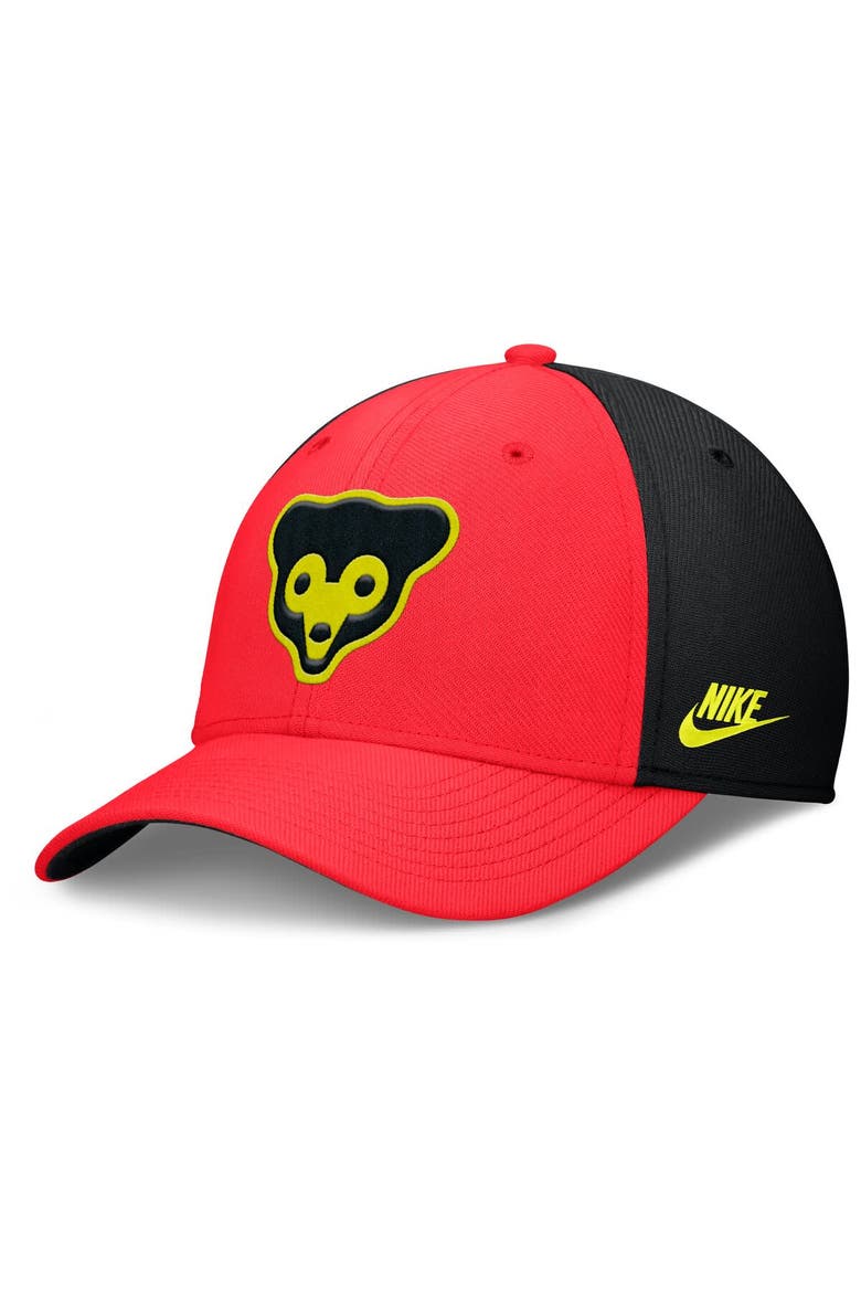 Men's Nike Crimson/Black Chicago Cubs Neon 90s Rise SwooshFlex Hat, Main, color, Crimson