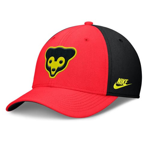 Men's Nike Crimson/Black Chicago Cubs Neon 90s Rise SwooshFlex Hat