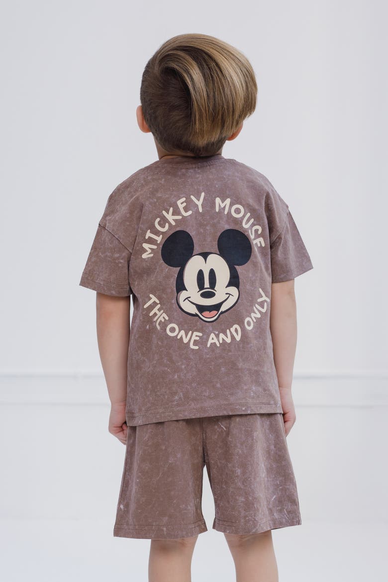 Mickey Mouse Mineral Wash 2-Piece T-Shirt and Shorts Set, Alternate, color, Mickey Dark Taupe