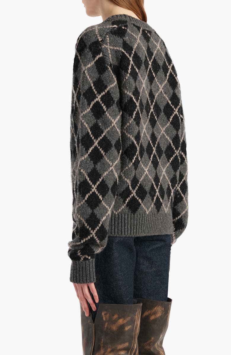 Khaite Pratt Oversize Argyle Plaid Cashmere Sweater, Alternate, color, Stone Multi