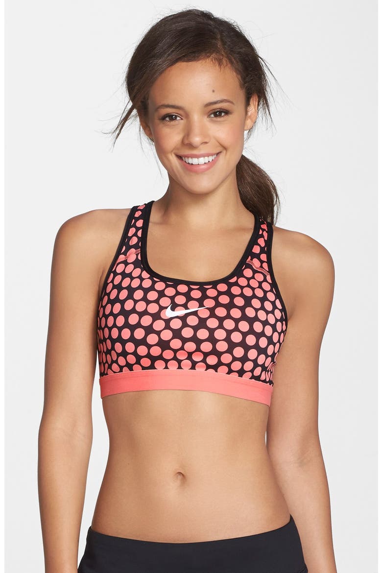 'Pro Classic' Dot Print Dri-FIT Sports Bra, Main, color, SUNBLUSH