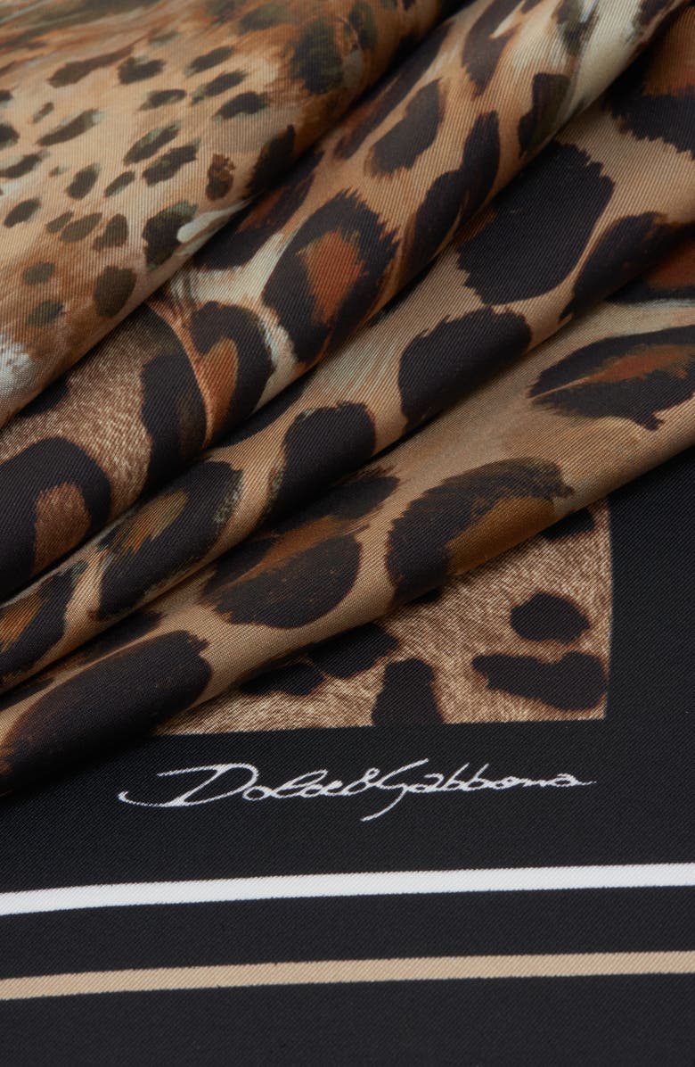 Dolce&Gabbana Leopard Square Silk Scarf, Alternate, color,