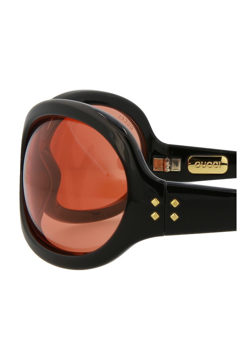 Novelty 77mm Oversize Shield Sunglasses, Alternate, color, BLACK BLACK RED