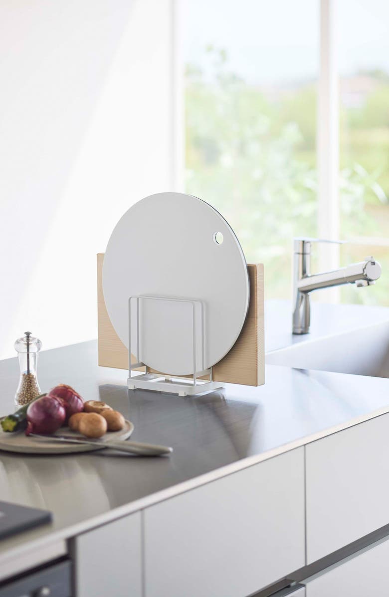 Yamazaki Round Cutting Board Stand, Alternate, color, White