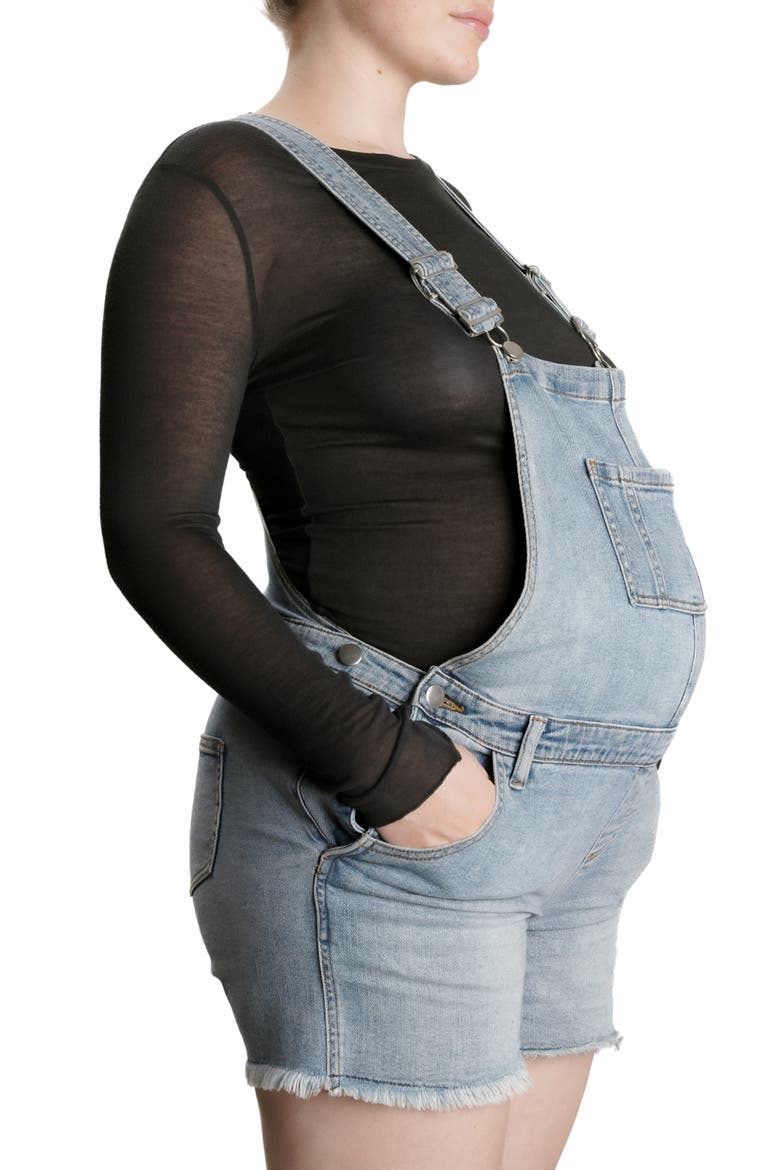 Austin Maternity Shortalls, Alternate, color, PALE BLUE