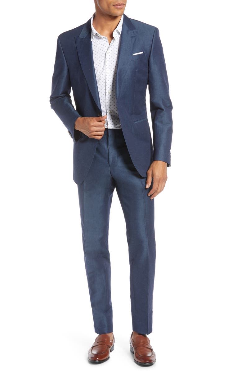 BOSS Helward/Gelvin Trim Fit Solid Linen & Cotton Suit, Main, color,