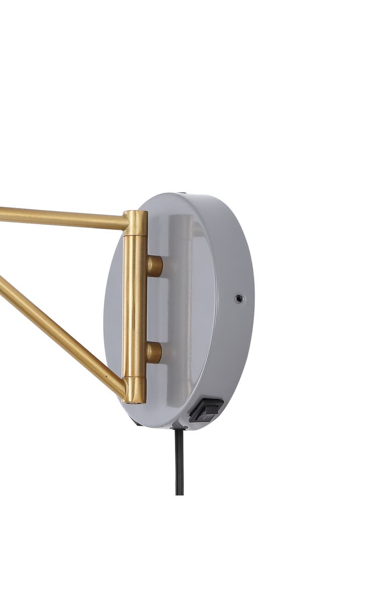 JONATHAN Y Lynn Swing Arm 1-Light Modern Midcentury Iron USB Charging Port LED Sconce, Alternate, color, Gray