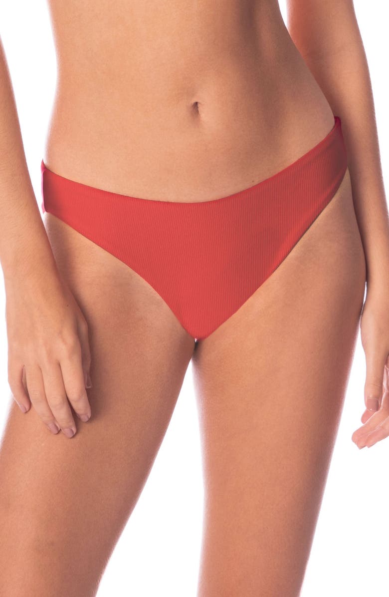 Maaji Red Camelia Sublimity Reversible Bikini Bottoms, Main, color, Red