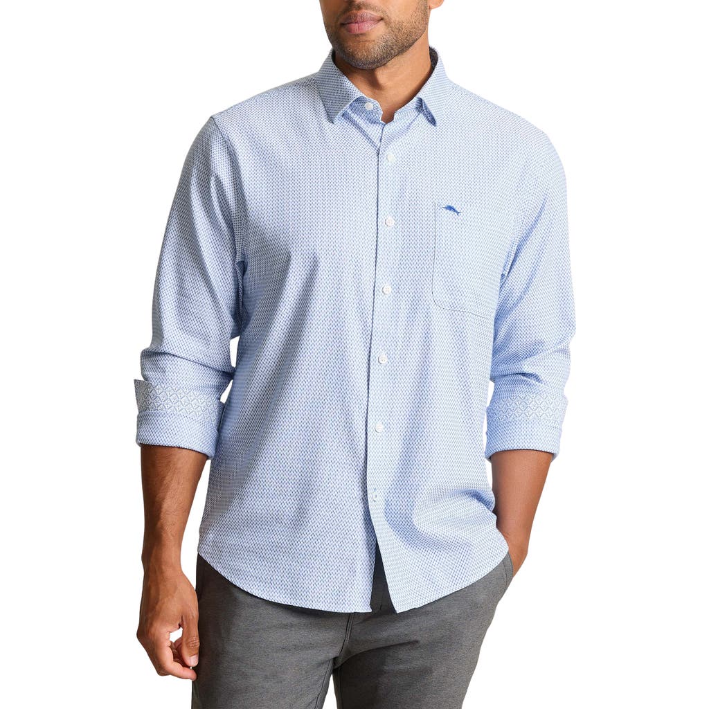 Tommy Bahama Sarasota Stretch Ventura Coast Solid White Islandzone® Button-up Shirt In Blue