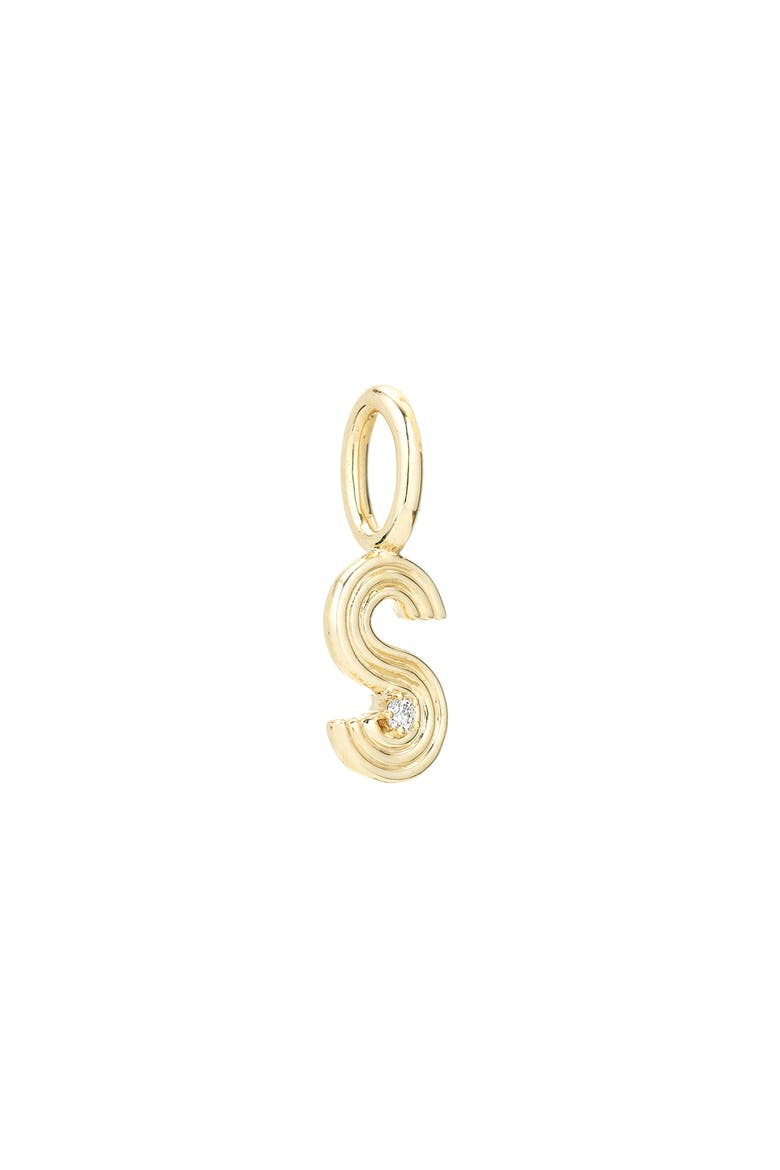 Groovy Diamond Initial Mini Charm Necklace, Alternate, color, YELLOW GOLD - S