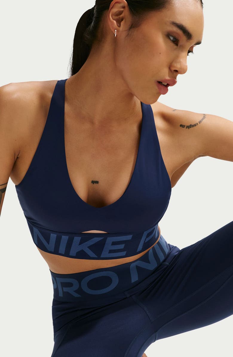 Nike Dri-FIT Cutout Racerback Sports Bra, Alternate, color, Midnight Navy/ Mystic Navy