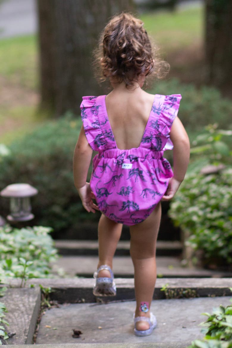 Ruffle Sleeve Bubble Romper, Alternate, color, Dino