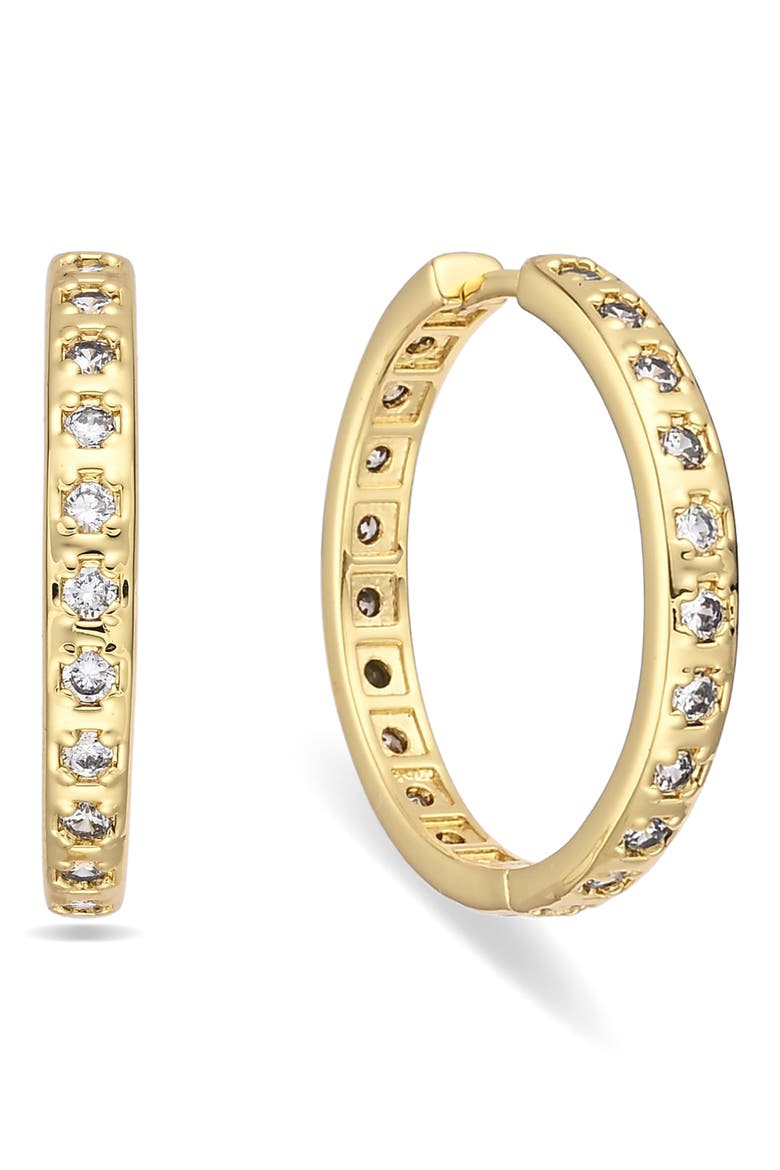 Aveline Set of 3 Cubic Zirconia Huggie Hoop Earrings, Alternate, color, GOLD