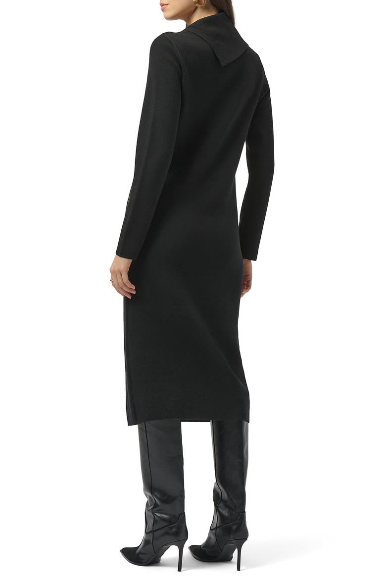 Eyelet Detail Cowl Neck Sweater Dress, Alternate, color, BLACK