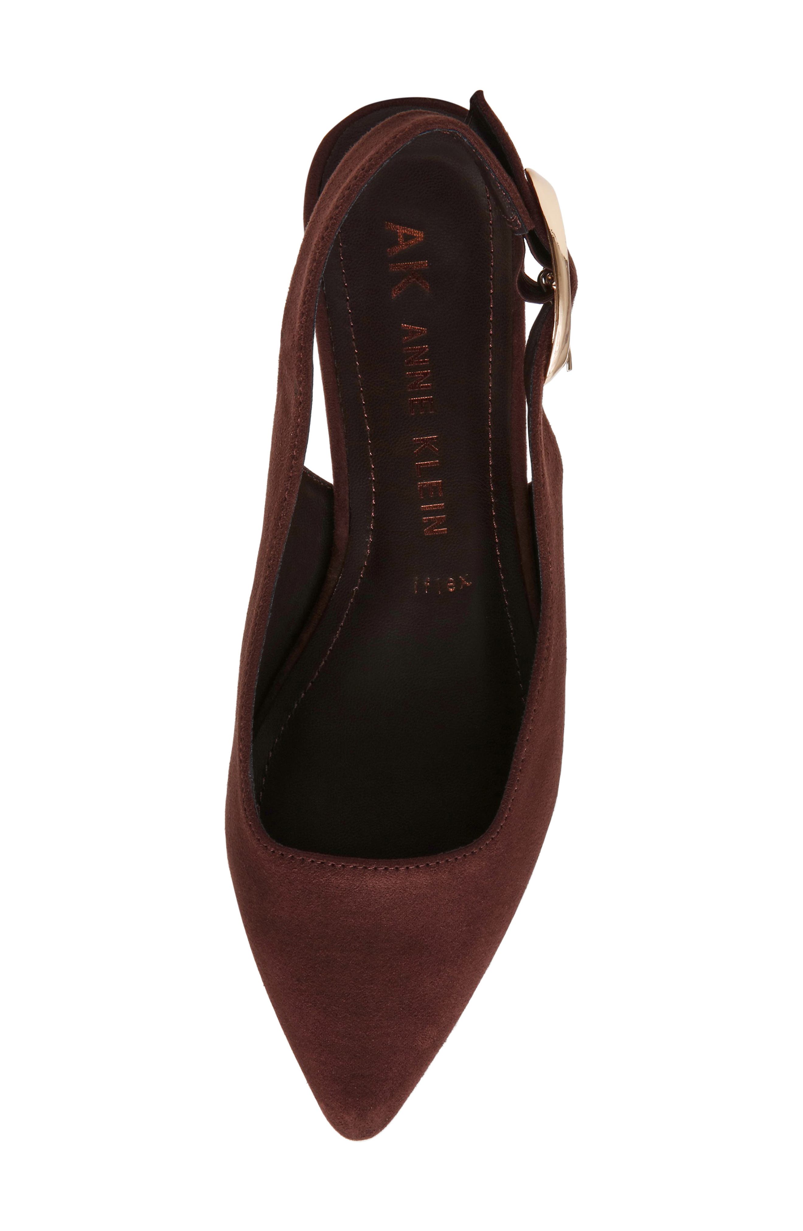 Kalil Faux Leather Slingback Pointed Toe Flat, Alternate, color, BROWN MICROSUEDE