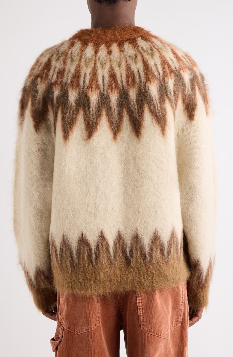 Isabel Marant Nicholas Oversize Fair Isle Mohair Blend Crewneck Sweater, Alternate, color, Rust