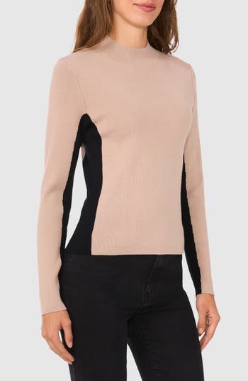 Halogen ® Colorblock Mock Neck Sweater