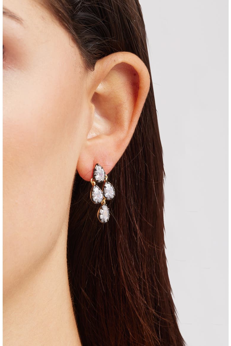 Georgian Mini Chandelier Earrings, Alternate, color, CLEAR- BLACK- GOLD