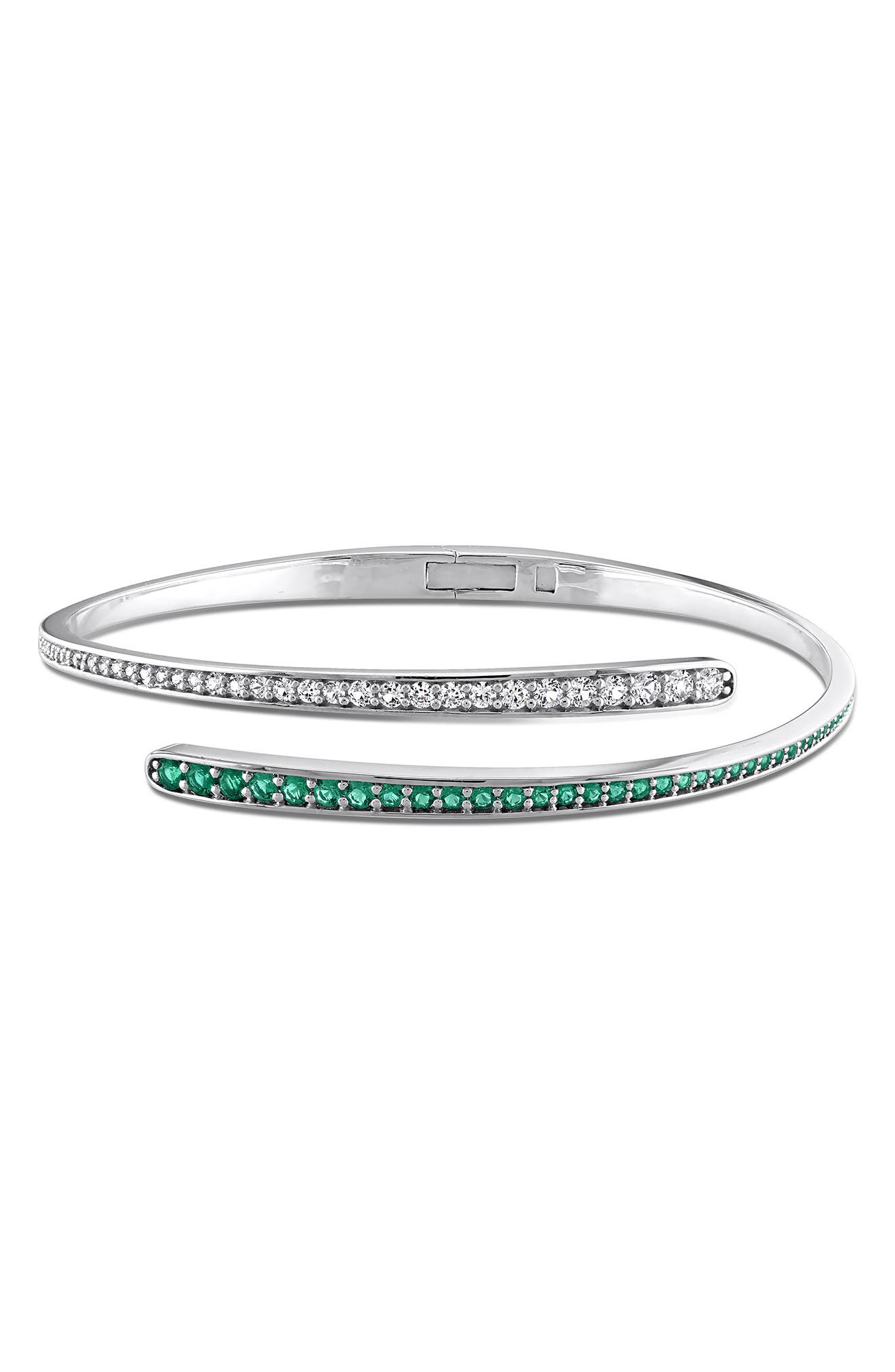 Lab Created Emerald & Sapphire Bypass Bangle
