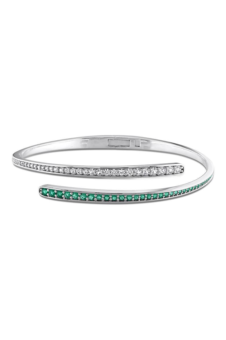 Lab Created Emerald & Sapphire Bypass Bangle, Main, color, GREEN