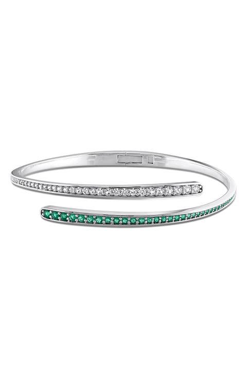 Lab Created Emerald & Sapphire Bypass Bangle