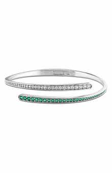 Lab Created Emerald & Sapphire Bypass Bangle