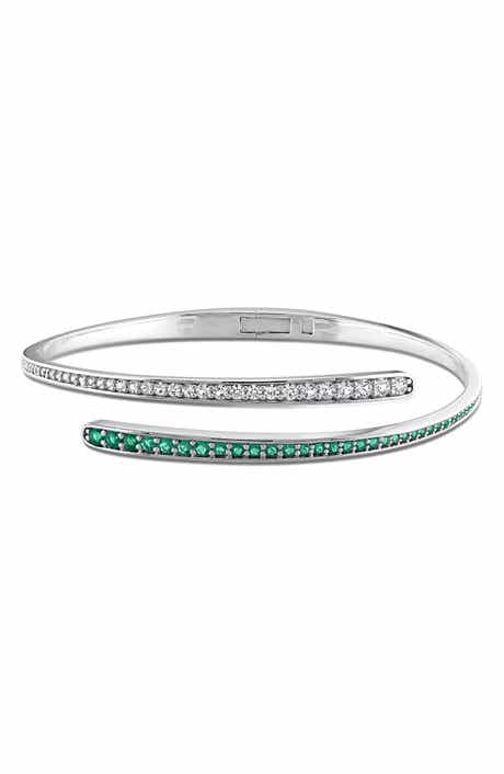 Lab Created Emerald & Sapphire Bypass Bangle