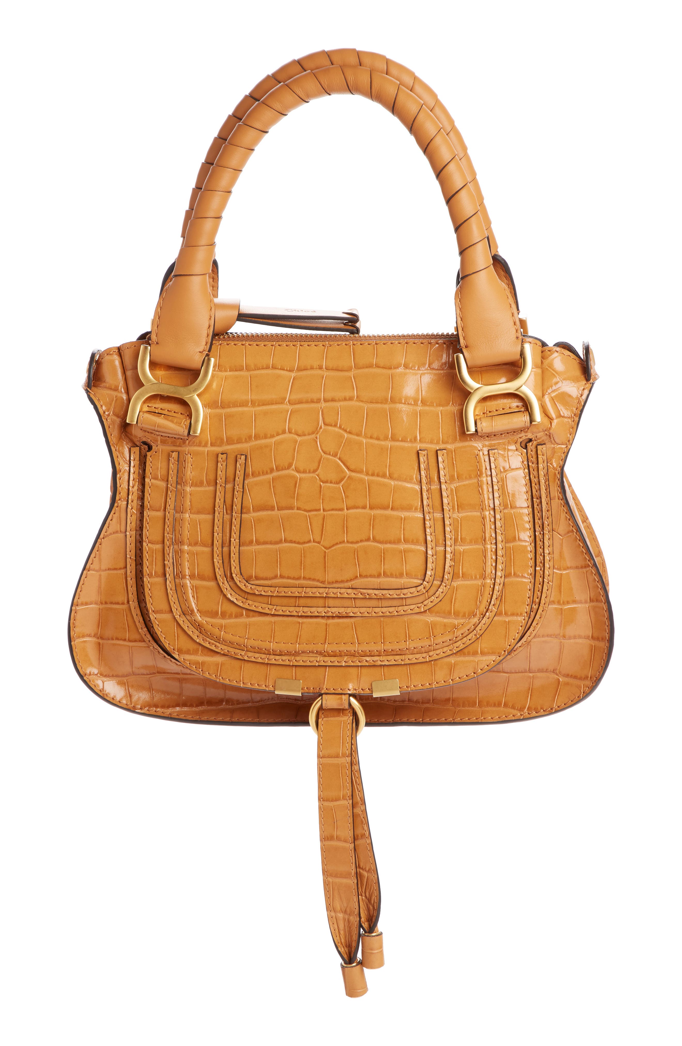 Chloé Small Marcie Croc Embossed Leather Satchel, Main, color, 