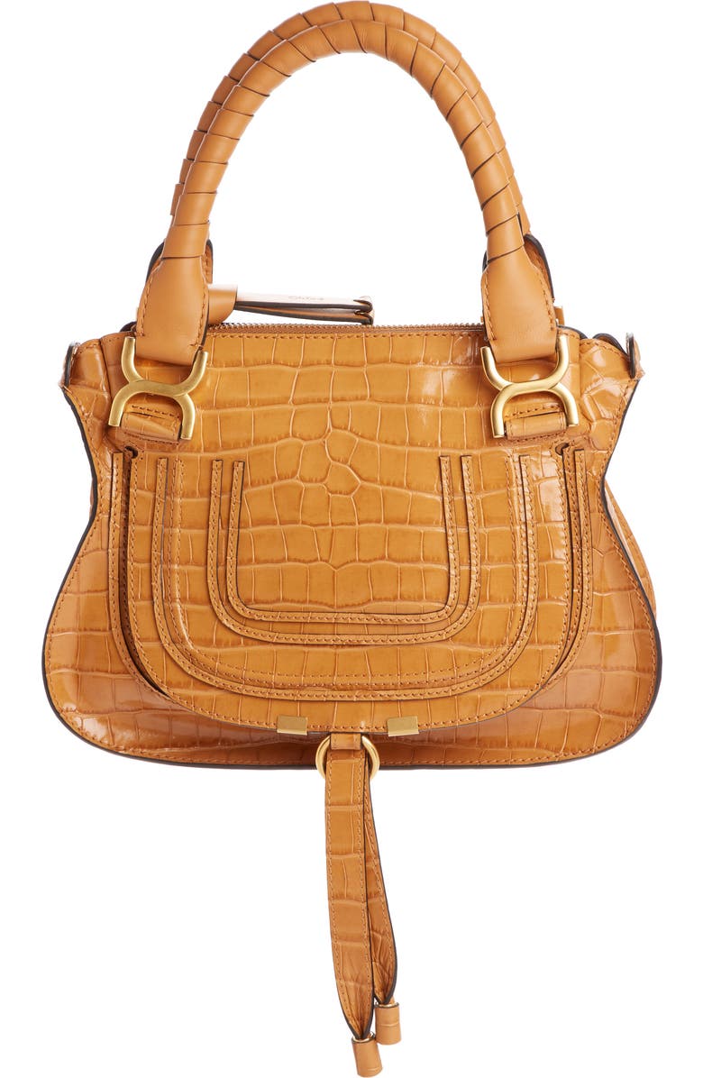 Chloé Small Marcie Croc Embossed Leather Satchel, Main, color,