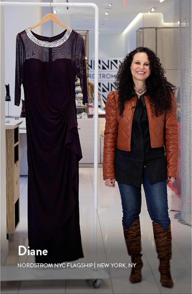 Illusion Embellished Detail Jersey Gown, sales video thumbnail