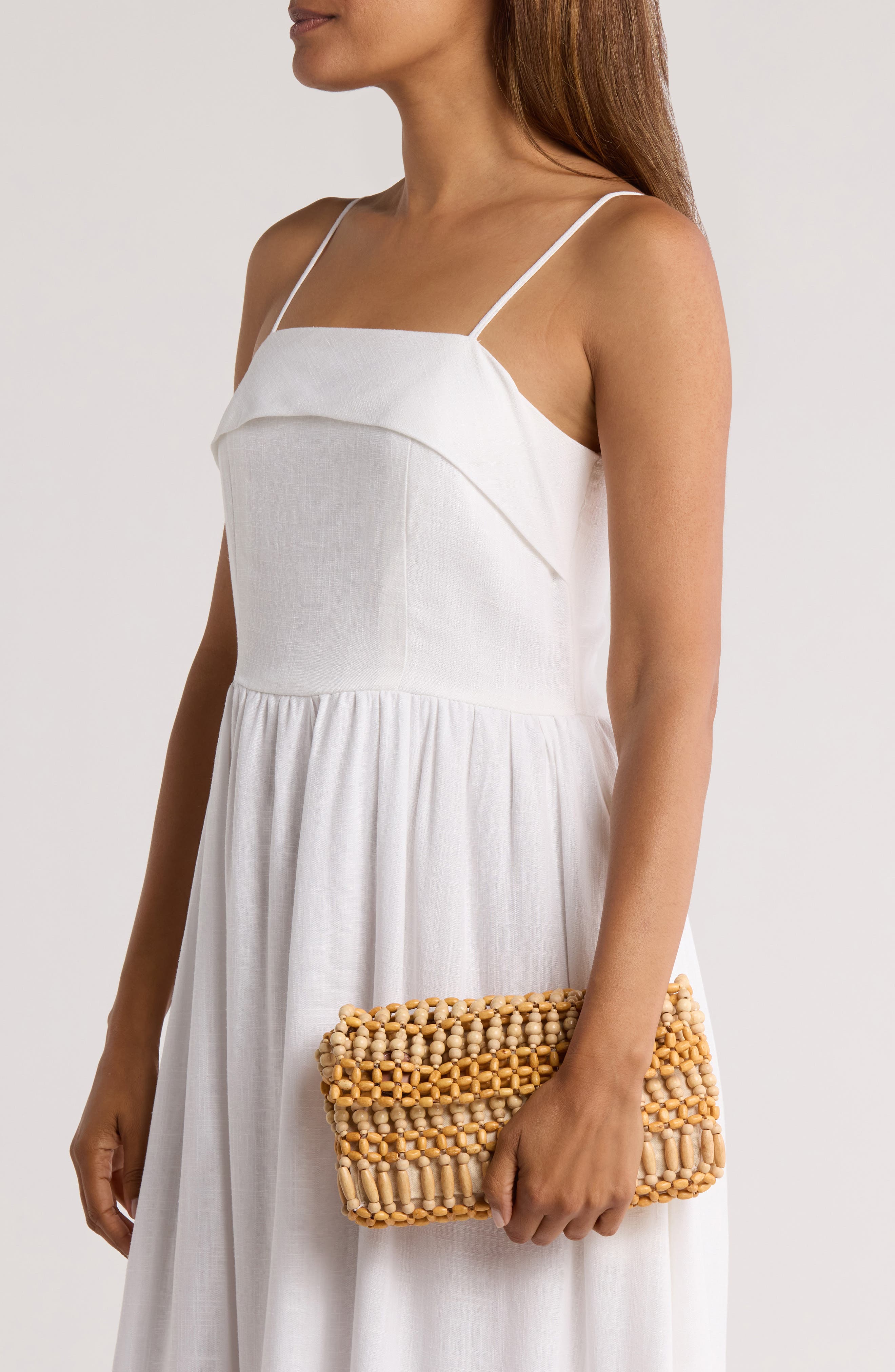 STAUD Timmy Beaded Shoulder Bag, Alternate, color, Natural Wood Beads