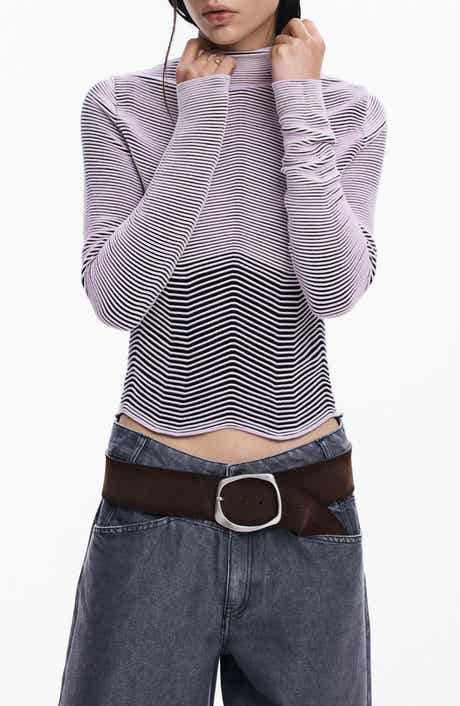 Desigual Stripe Mock Neck Sweatshirt