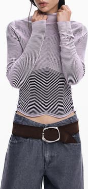 Desigual Stripe Mock Neck Sweatshirt