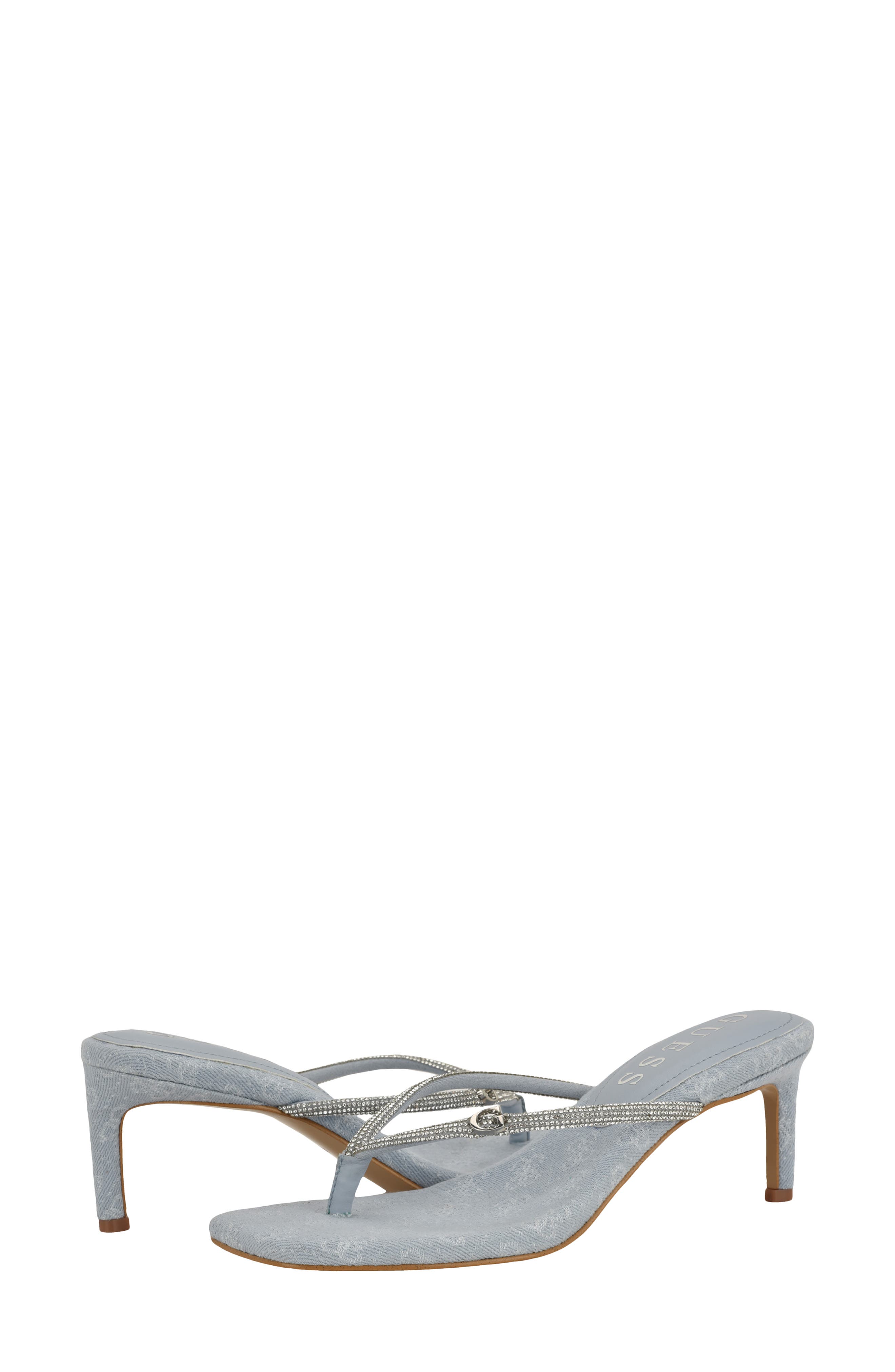 GUESS Crystal Embellished Sandal, Alternate, color, Light Blue