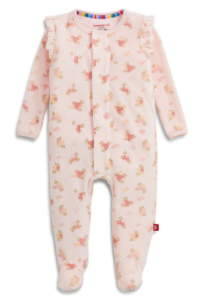 Kids' Floral Velour Footie, Alternate, color, FLOWER GIRL