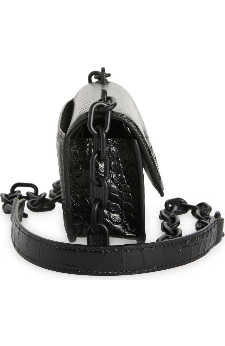 Balenciaga Gossip BB Logo Croc Embossed Leather Shoulder Bag, Alternate, color,