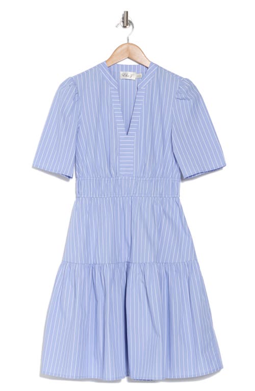 ELIZA J ELIZA J STRIPE SHORT SLEEVE COTTON FIT & FLARE DRESS