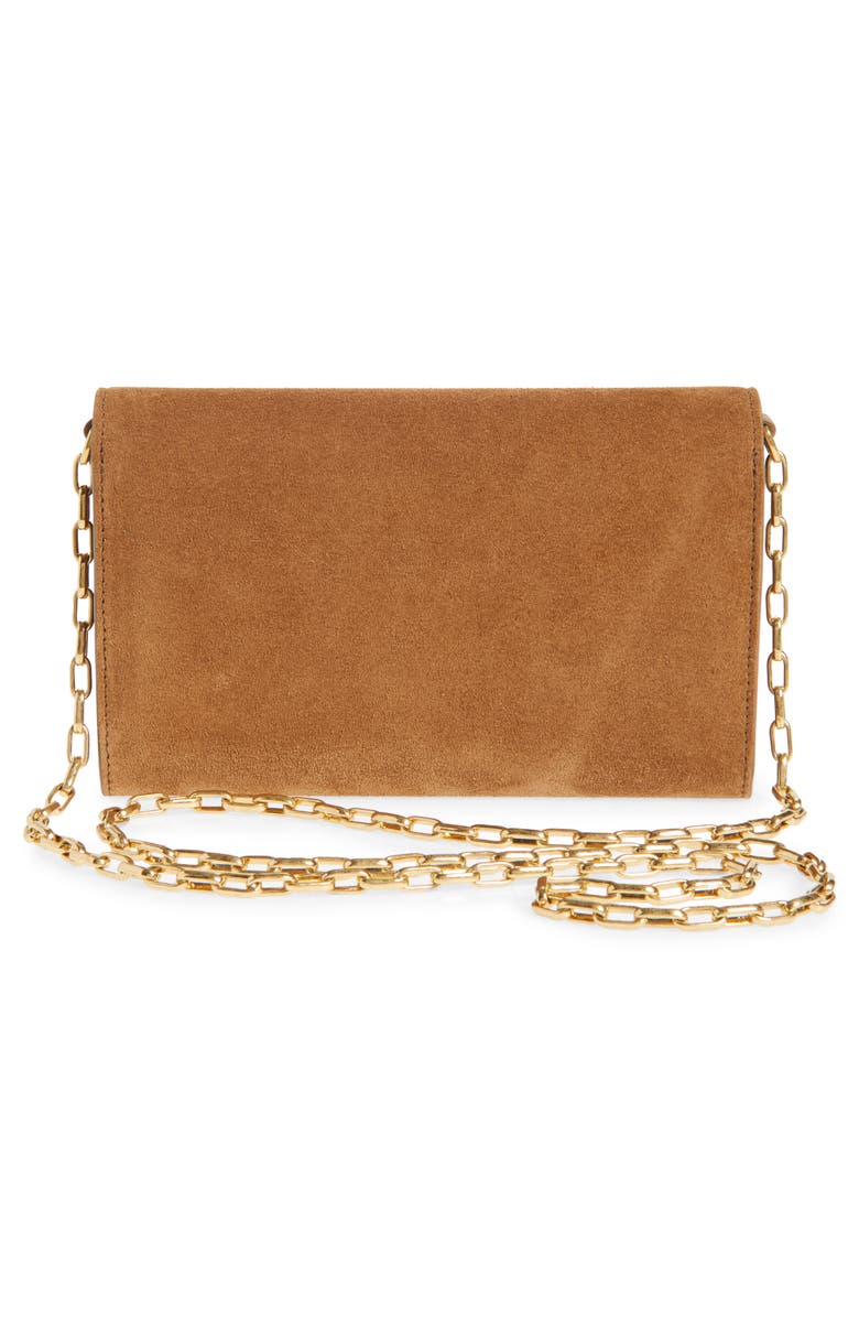 Burberry Cotswolds Suede Wallet on a Chain, Alternate, color, Hazel