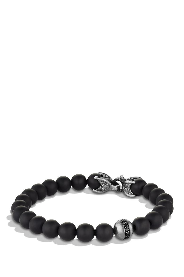 'Spiritual Beads' Bracelet with Black Onyx and Black Diamonds, Main, color, BLACK ONYX