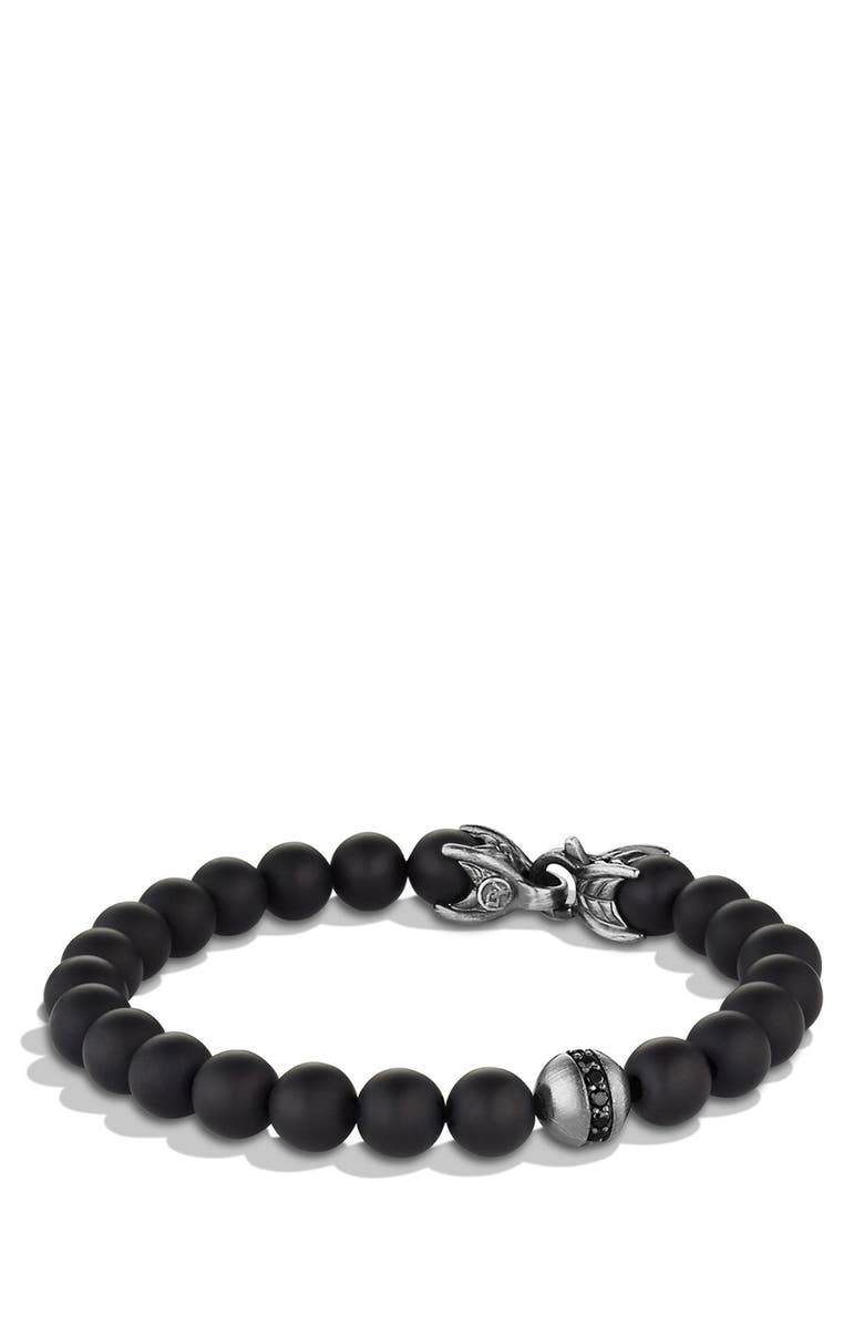 David Yurman 'Spiritual Beads' Bracelet with Black Onyx and Black Diamonds, Main, color, Black Onyx