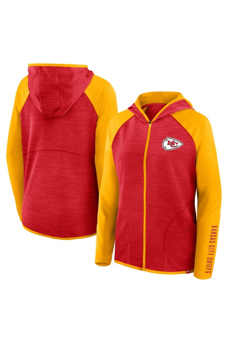 Women's Fanatics Red/Gold Kansas City Chiefs Redzone End Around Pass Raglan Full-Zip Hoodie, Main, color, Red