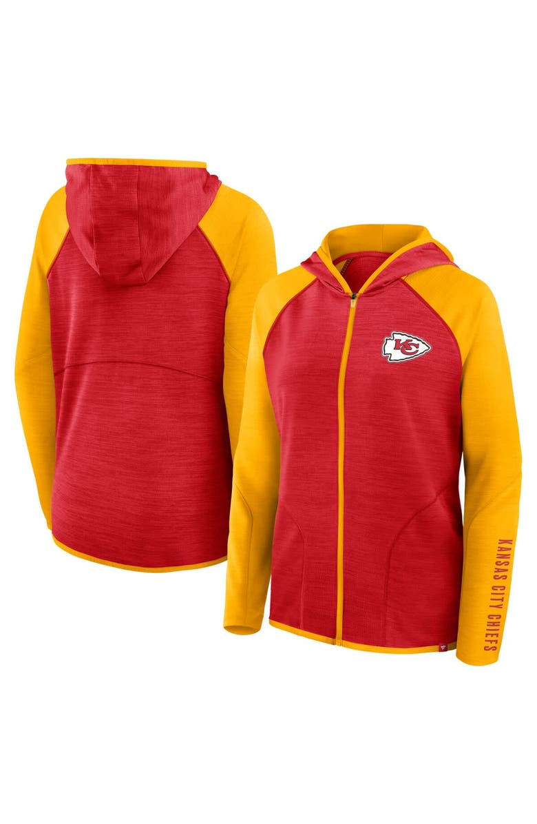 FANATICS Women's Fanatics Red/Gold Kansas City Chiefs Redzone End Around Pass Raglan Full-Zip Hoodie, Main, color, Red