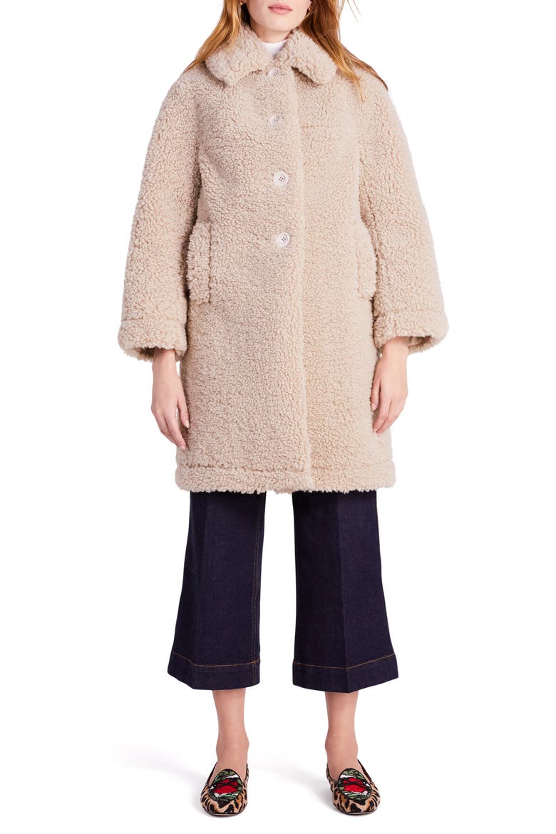 faux shearling teddy coat, Main, color, ATLANTIC SAND