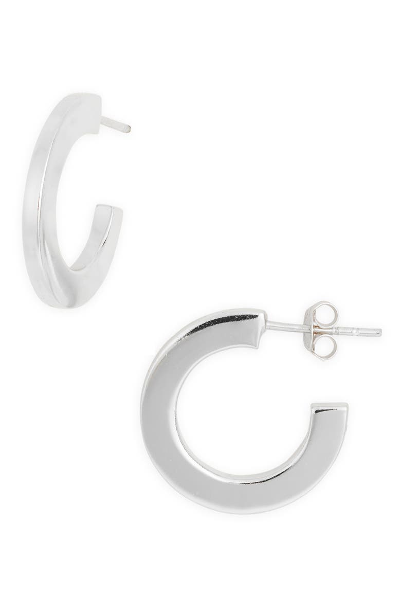 Argento Vivo Sterling Silver Thin Bar Hoop Earrings, Main, color, Silver