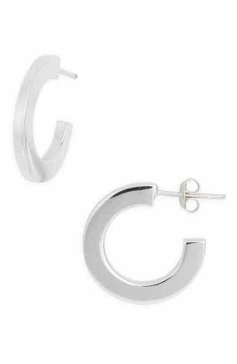 Argento Vivo Sterling Silver Thin Bar Hoop Earrings