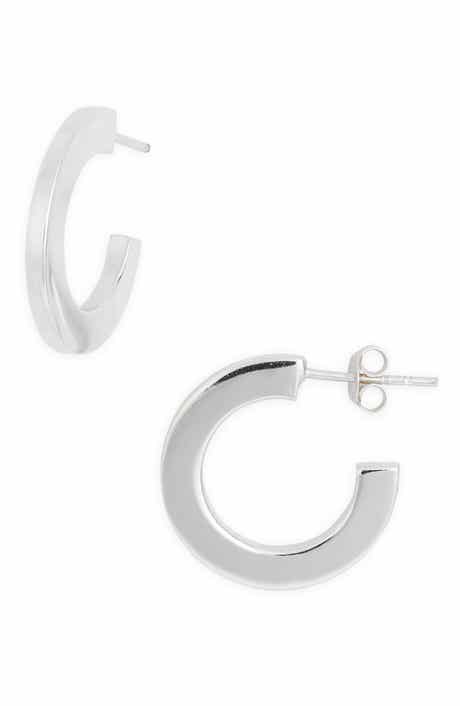 Argento Vivo Sterling Silver Thin Bar Hoop Earrings
