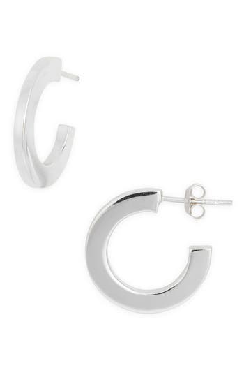 Argento Vivo Sterling Silver Thin Bar Hoop Earrings