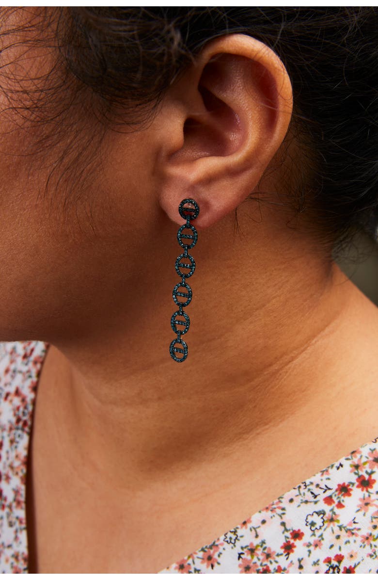 Haus of Brilliance Sterling Silver 1.0 Cttw Blue Diamond Linked Circle Drop Earrings, Alternate, color, Silver
