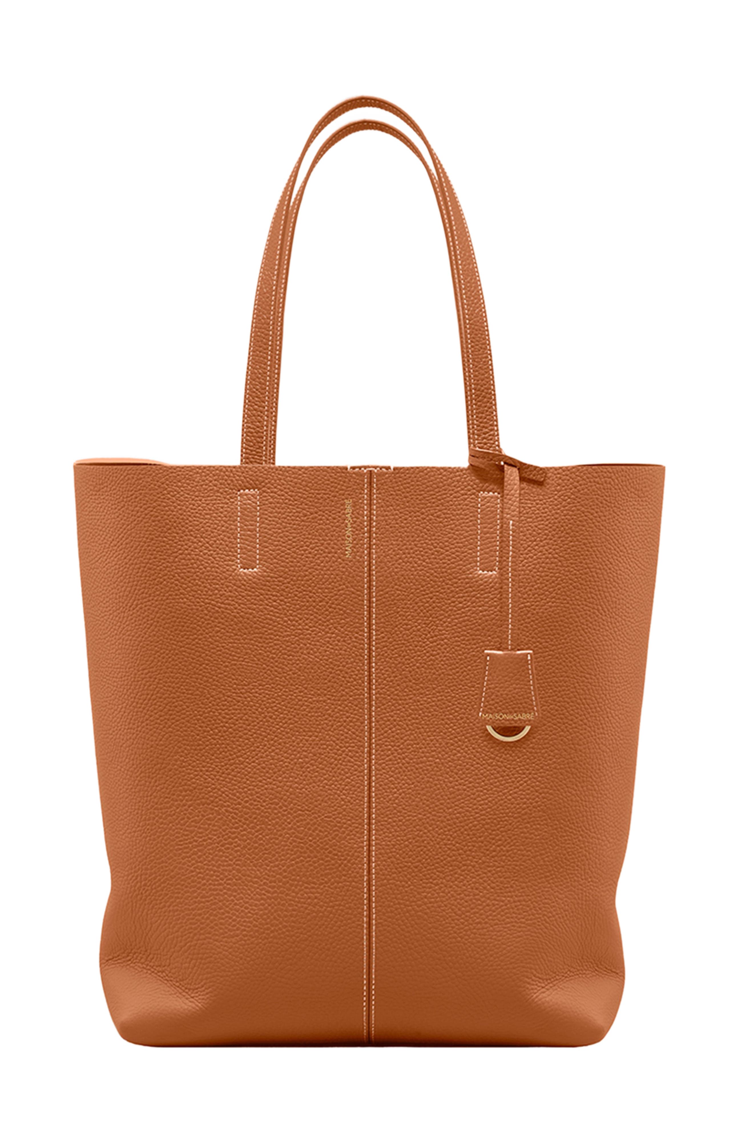 MAISON de SABRÉ Tall Leather Soft Tote, Main, color, Pecan Nude